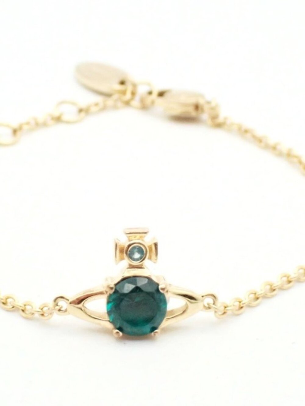 Vivienne Westwood Gold Bracelet with Teal Green Orb Charm